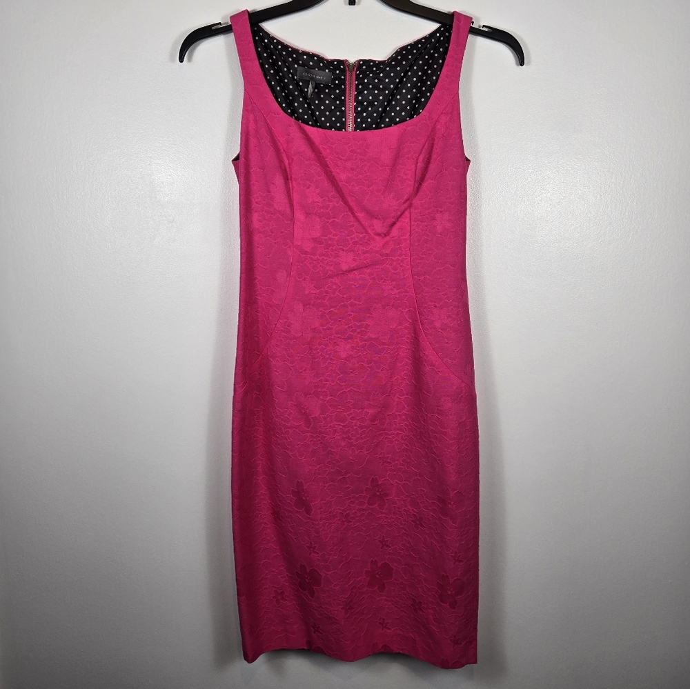 Kristin Davis Floral Jacquard Bright Pink Party Pin Up Sleeveless Dress Size 2